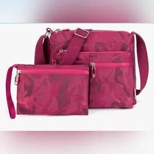 Pink Camo Print Crossbody Bag, Waterproof Lightweight Casual ETidy NEW